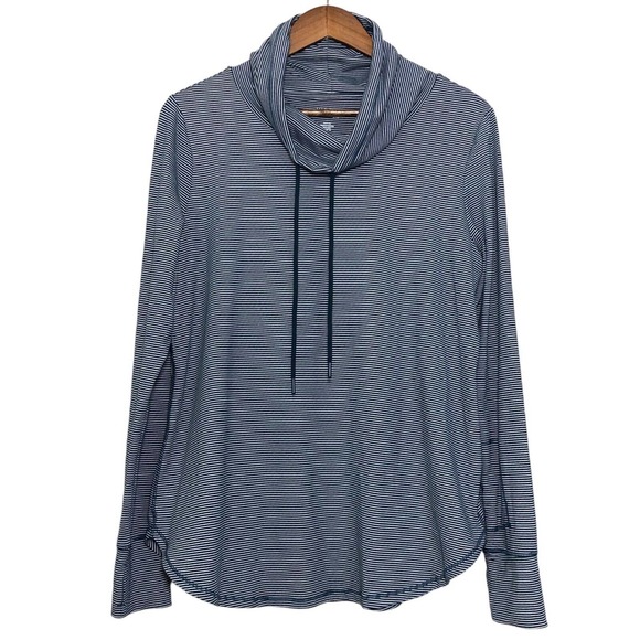 Market & Spruce Tops - Market & Spruce Active Women's Athletic Top Funnel Neck Pinstripe Sustainable L